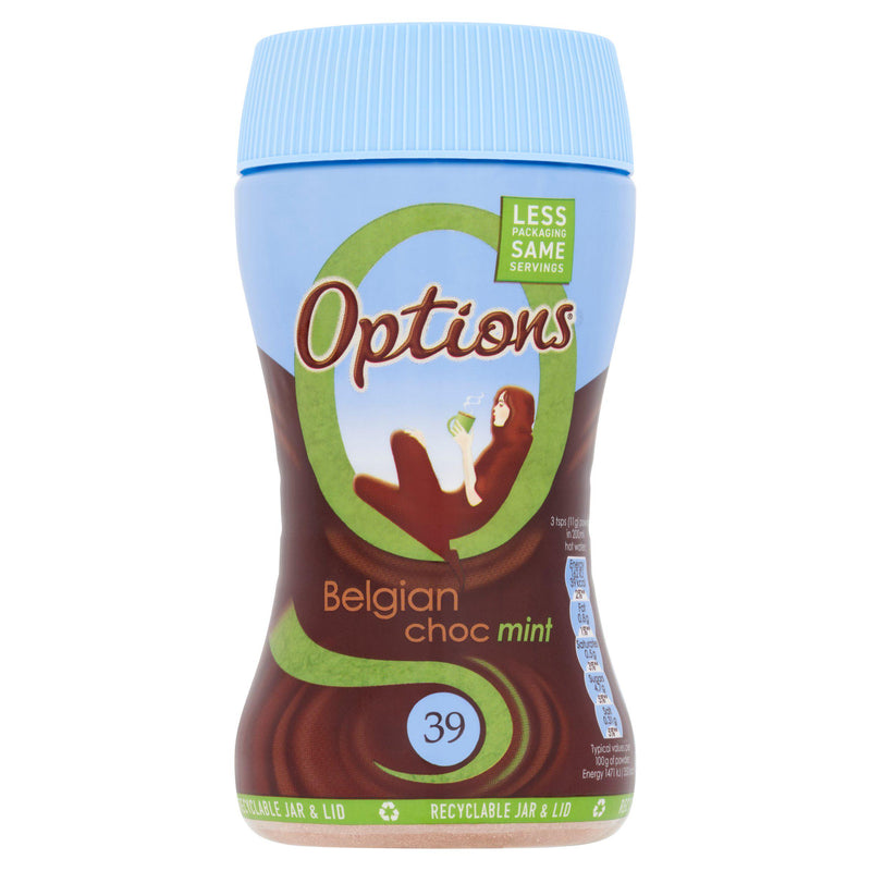 Options instant hot chocolate mint drink 220g - British product
