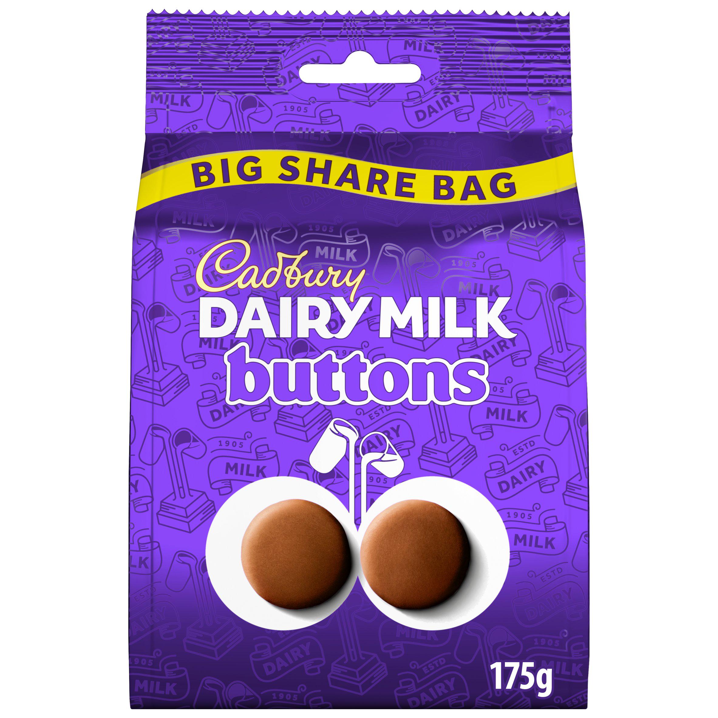 Cadbury Dairy Milk Buttons 175g sharing bag, imported from the UK