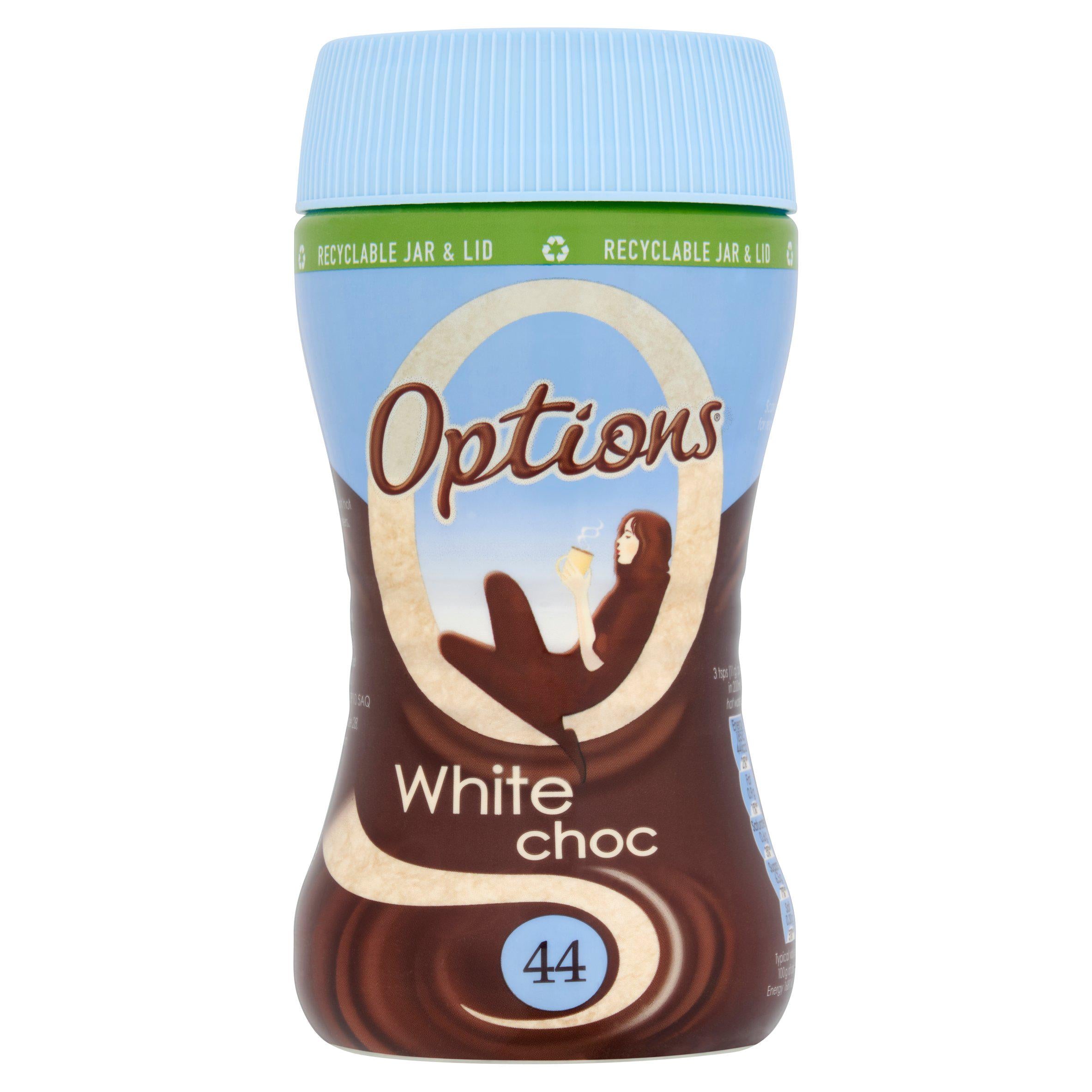 Options Belgian instant white hot chocolate drink 220g, UK version