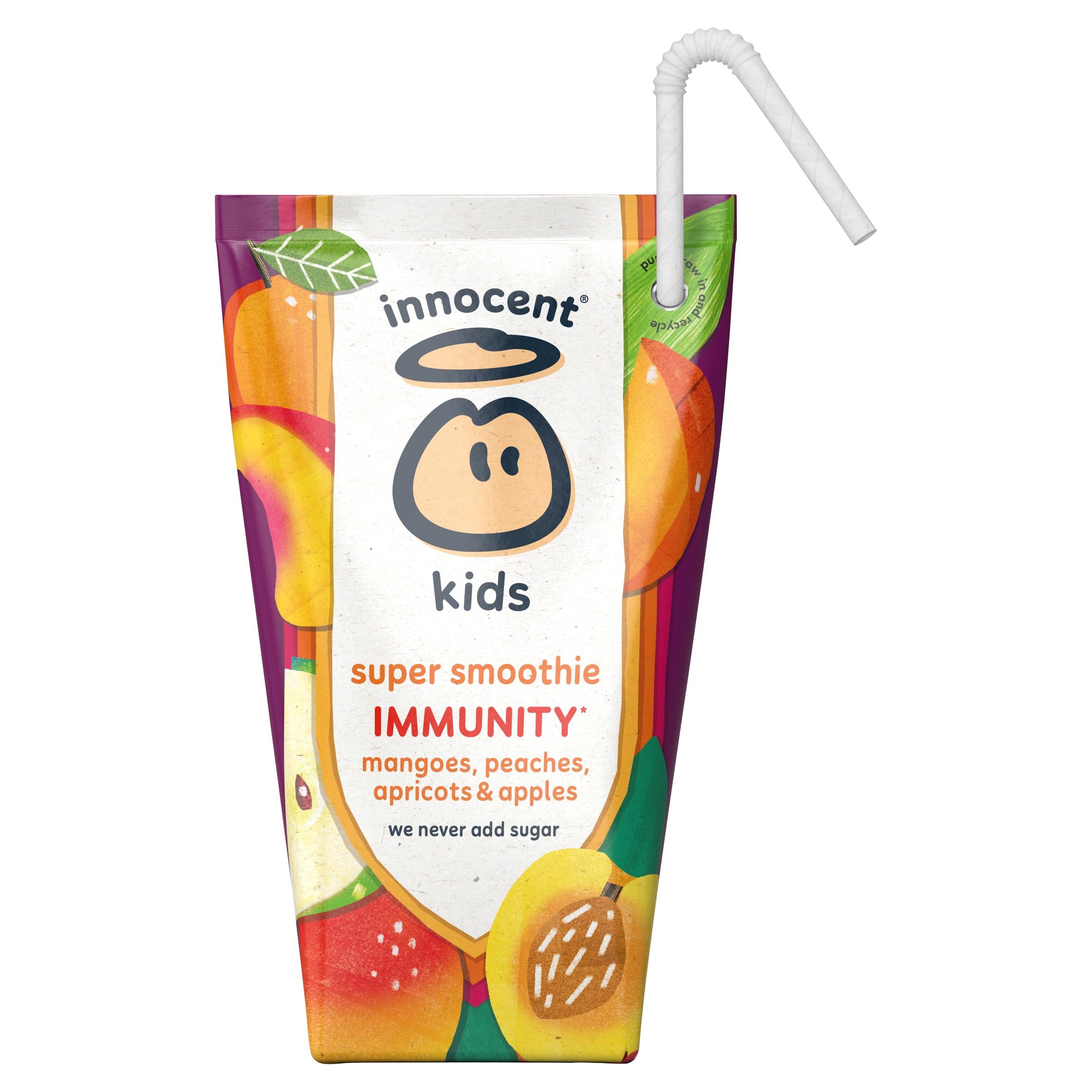 Innocent kids smoothie mango peach apricot 4x150ml, imported from the UK