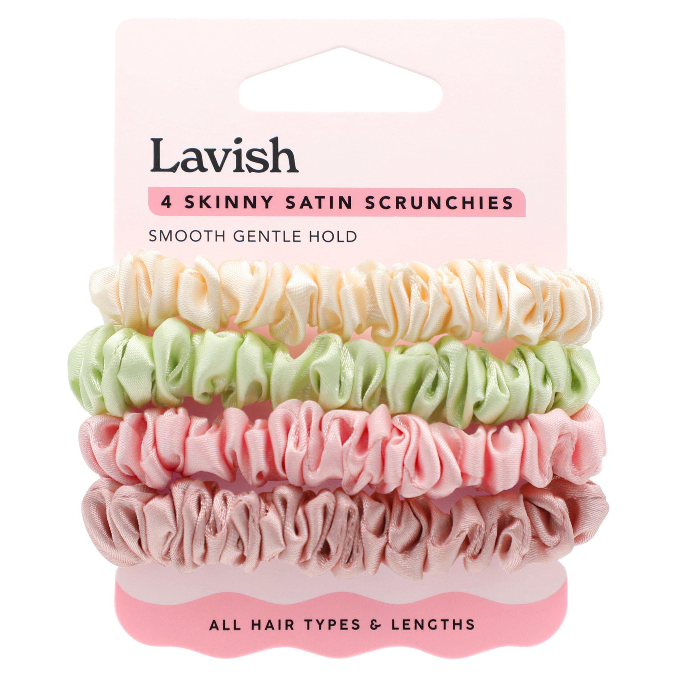 Lavish skinny satin scrunchies pack of 4, UK version