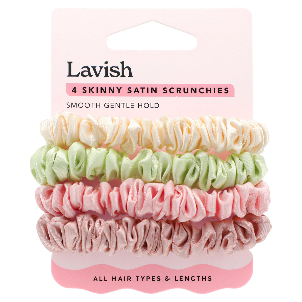 Lavish skinny satin scrunchies pack of 4, UK version