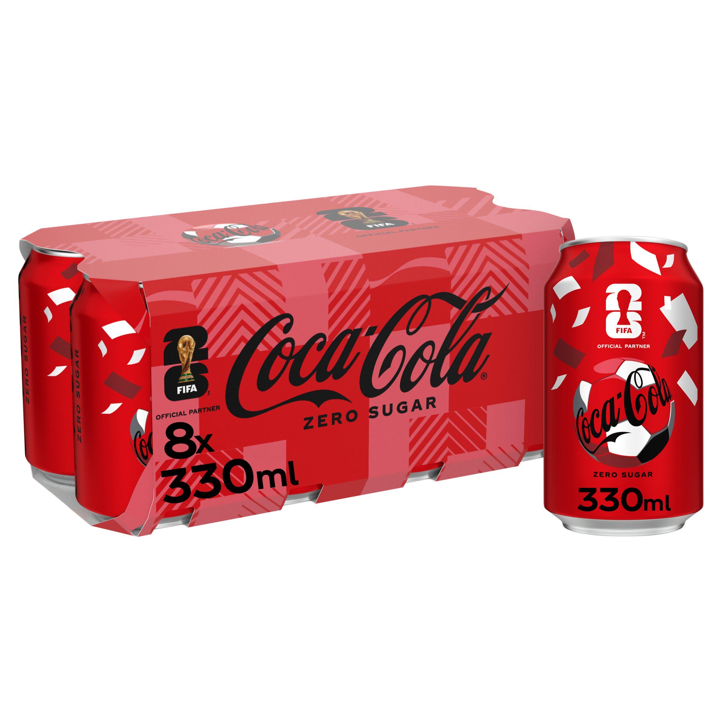 Coca-Cola Zero Sugar soft drink 8 x 330ml, imported from the UK