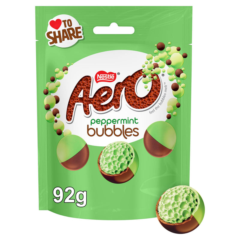 Aero Peppermint Bubbles chocolate sharing bag 92g, imported from the UK