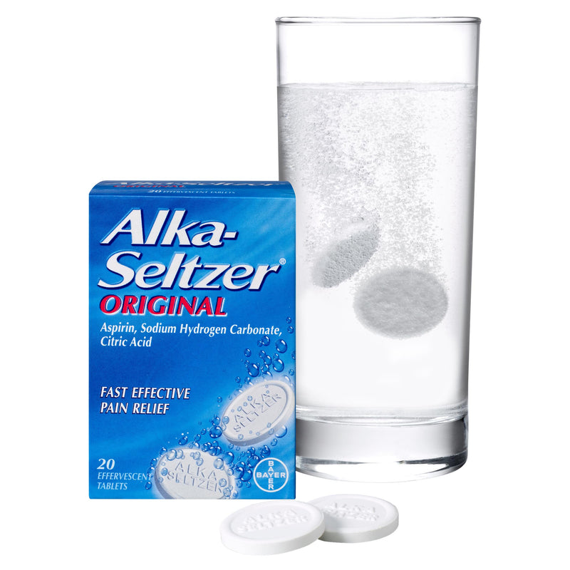 Alka-Seltzer original pain relief tablets 20 pack, imported from the UK