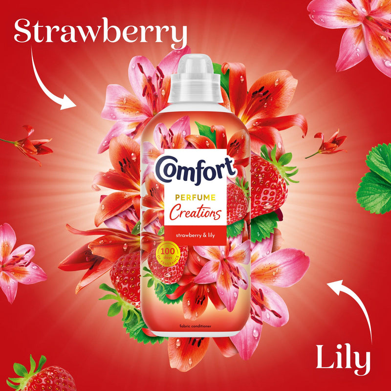 Comfort fabric conditioner Strawberry and Lily 900ml, imported from the UK