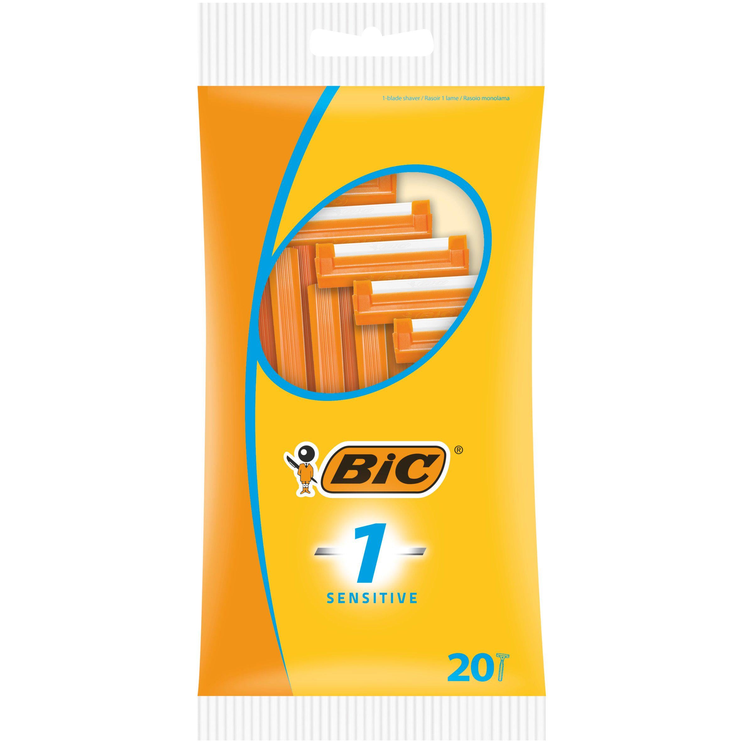 BIC 1 Sensitive disposable men's razor 20 pack, UK version
