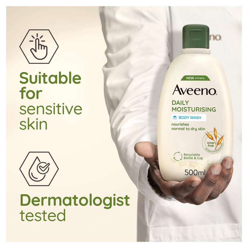 Aveeno Body Wash Dry Sensitive Skin 500ml, imported from the UK