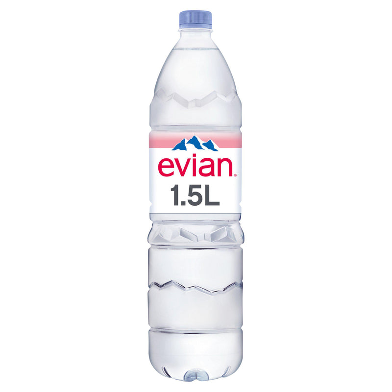 Evian natural mineral still water 1.5L, imported from the UK