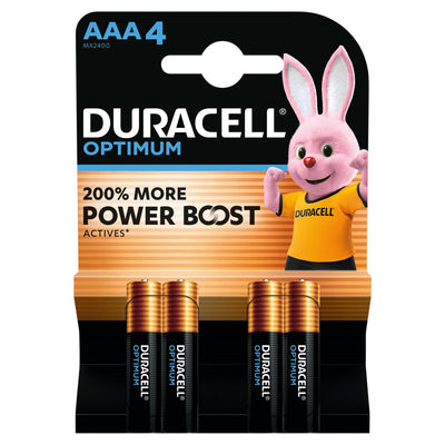 Sainsburys Duracell Optimum AAA Alkaline Batteries Pack of 4- Buy online at McGrocer