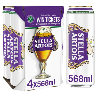 Sainsburys Stella Artois Premium Lager Beer Pint Cans 4x568ml- Buy online at McGrocer