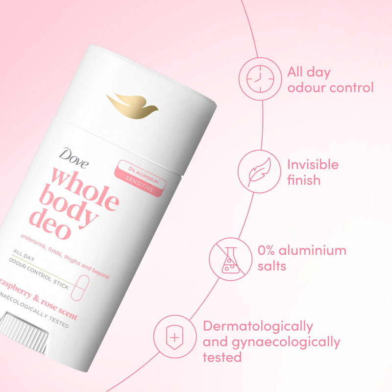 Dove Raspberry & Rose Whole Body Deodorant Stick 75ml - British product