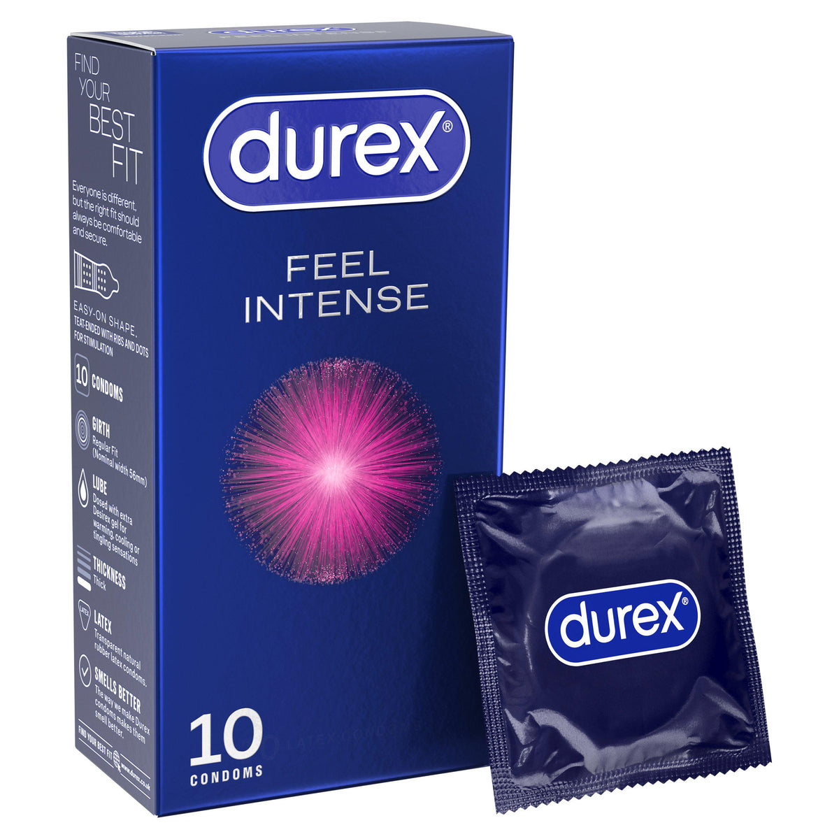 Durex Feel Intense condoms 10 pack, imported from the UK