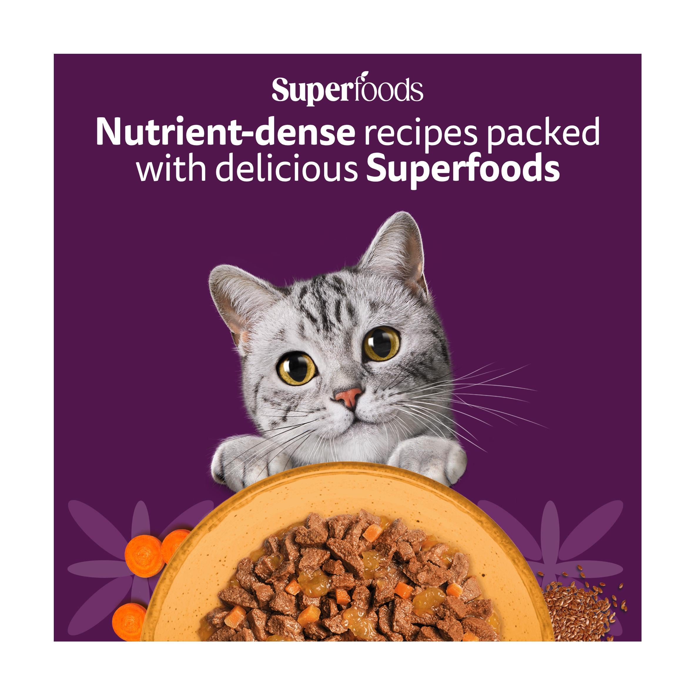 Whiskas Superfoods poultry in jelly pouches 6x50g, imported from the UK