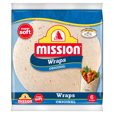 Sainsburys Mission Original Wheat Flour Tortilla Wraps 6 Pack 367g- Buy online at McGrocer