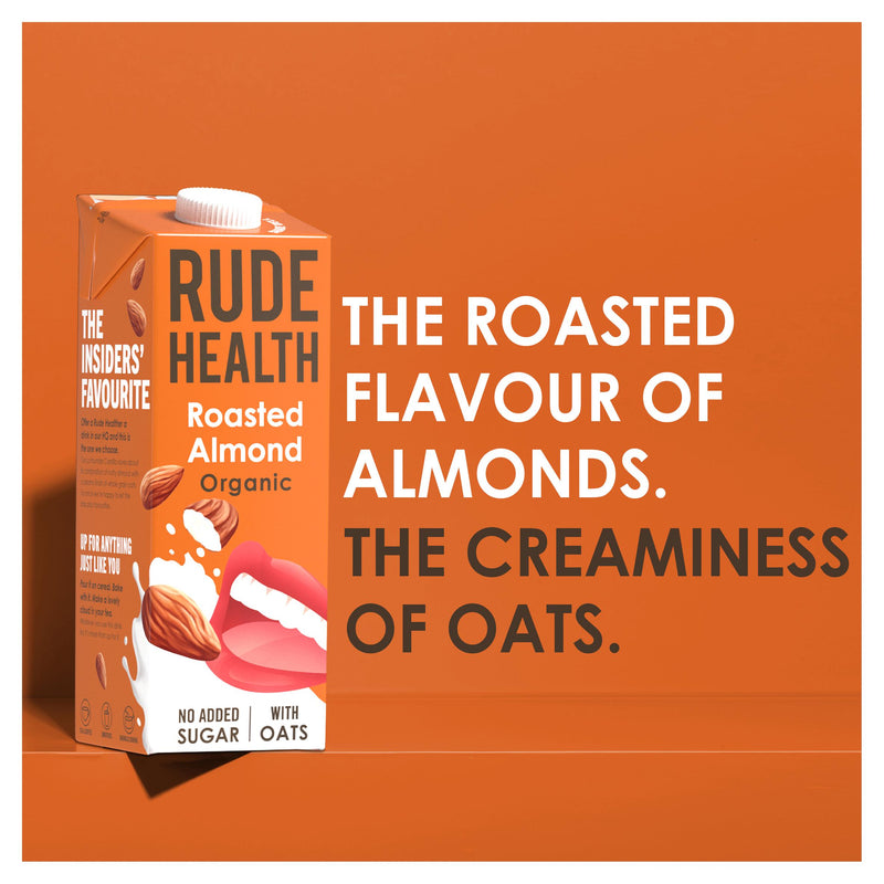 Rude Health roasted almond organic almond oat drink 1L, imported from the UK