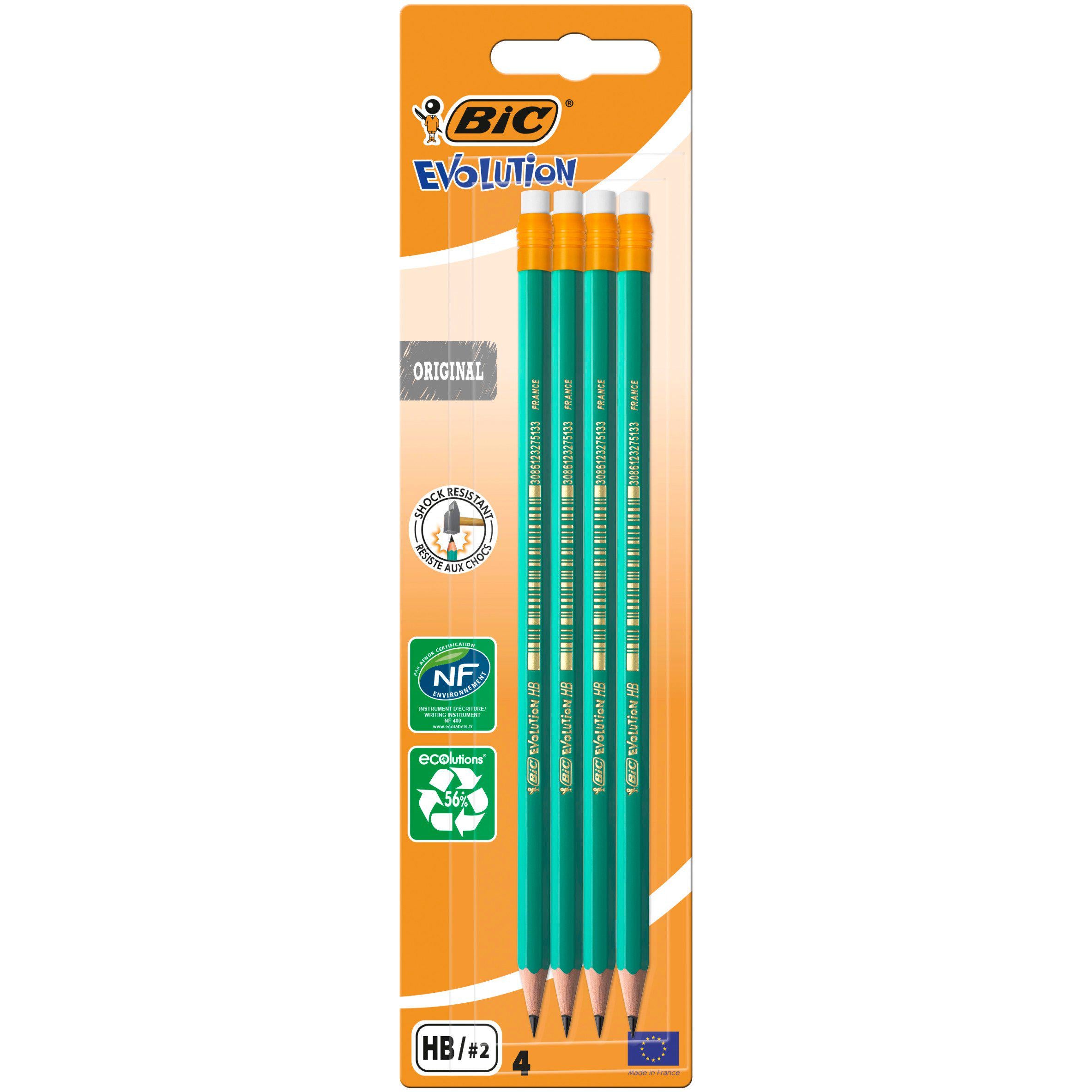 BIC Evolution Original HB Graphite Pencils with Eraser 4 Pack GOODS Sainsburys   