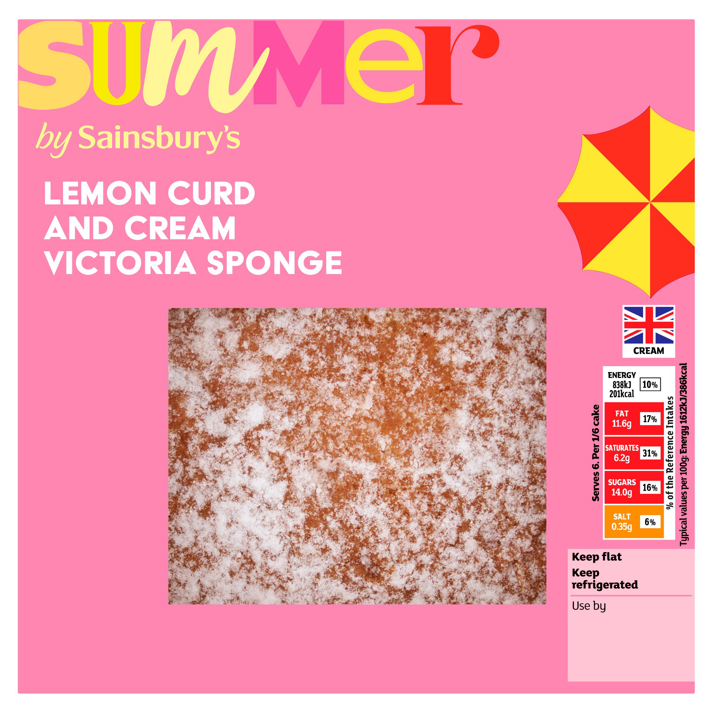 Sainsbury's Victoria sponge cake with lemon curd 312g (British brand)