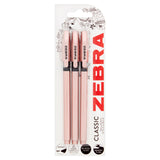 Zebra Rose Gold ballpoint pens pack of 3 (British brand)