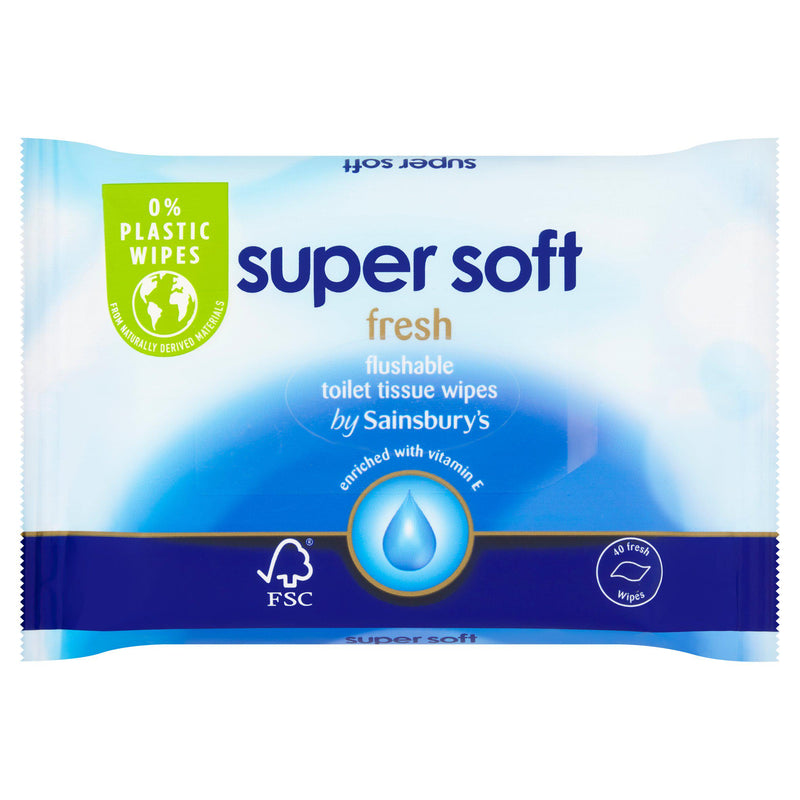 Sainsbury's moist toilet wipes Fresh 40 wipes, UK version