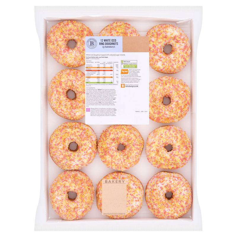 Sainsbury's white iced ring doughnuts 12 pack - British product