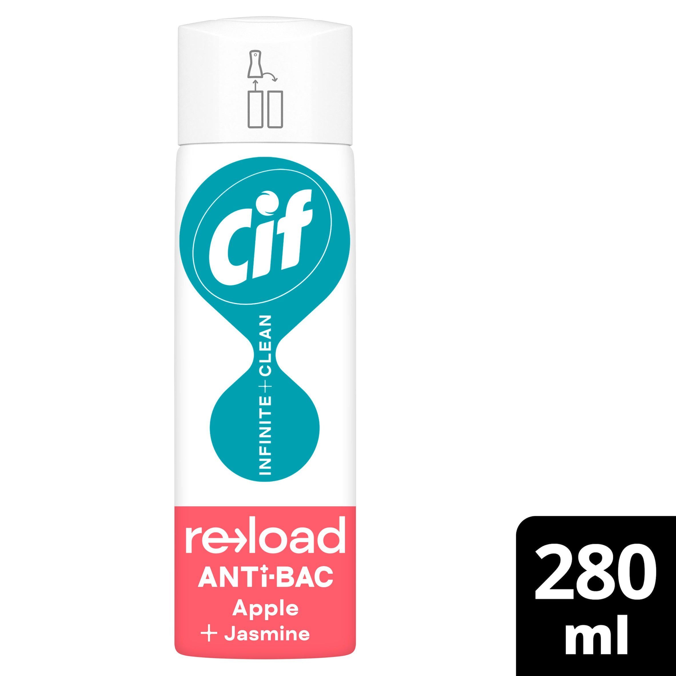 Cif Infinite Clean antibacterial cleaner refill Apple & Jasmine 280ml, UK version