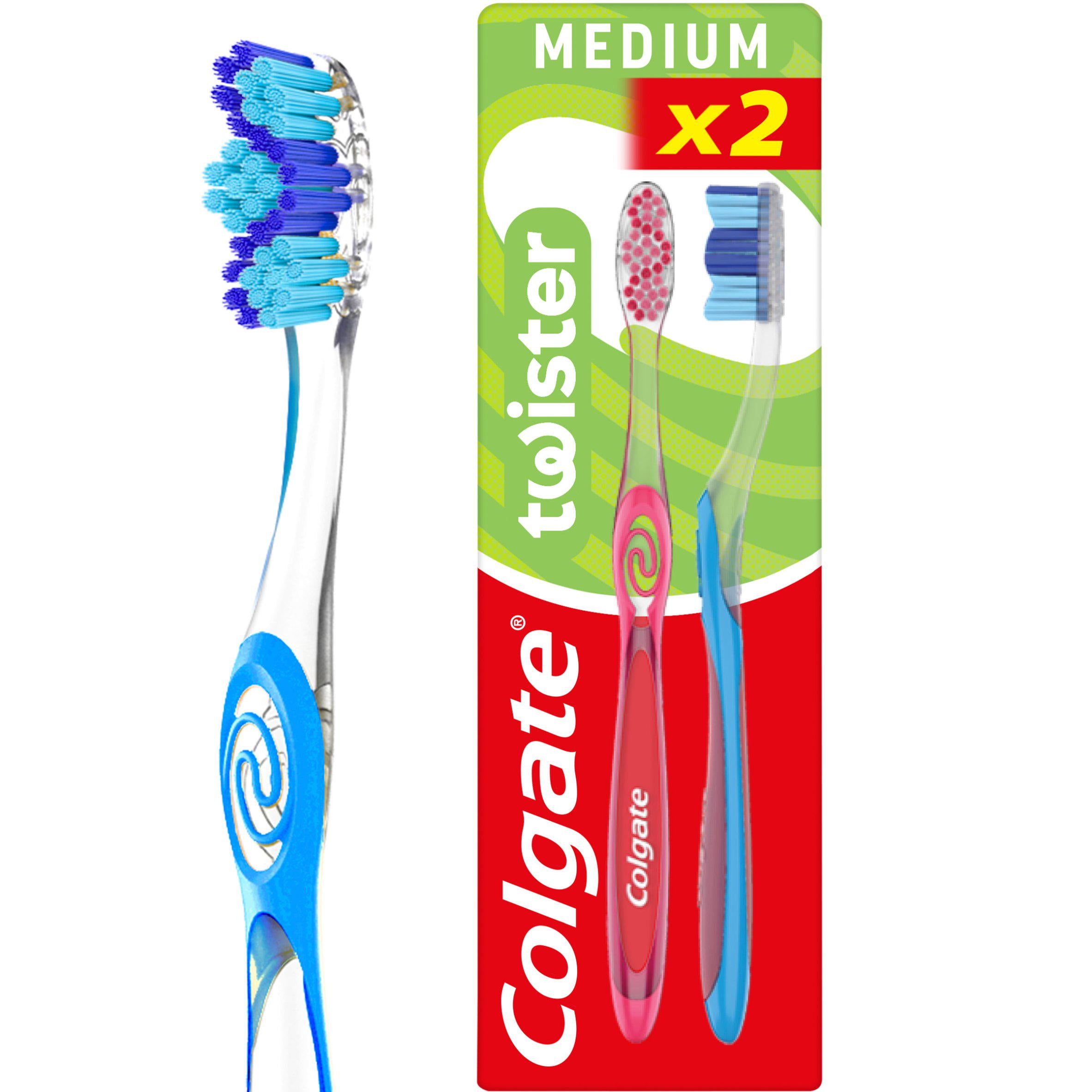 Colgate Twister Medium toothbrush 2-pack, imported from the UK