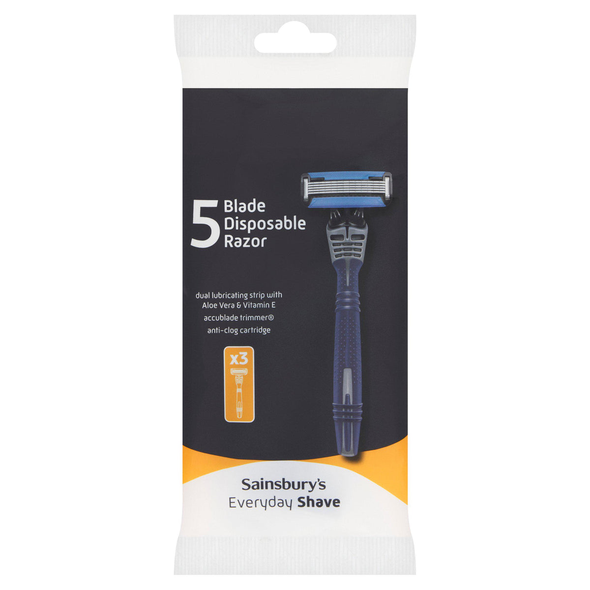 Sainsbury's 5 Blade Disposable Razor with Trimmer 3-pack, imported from the UK