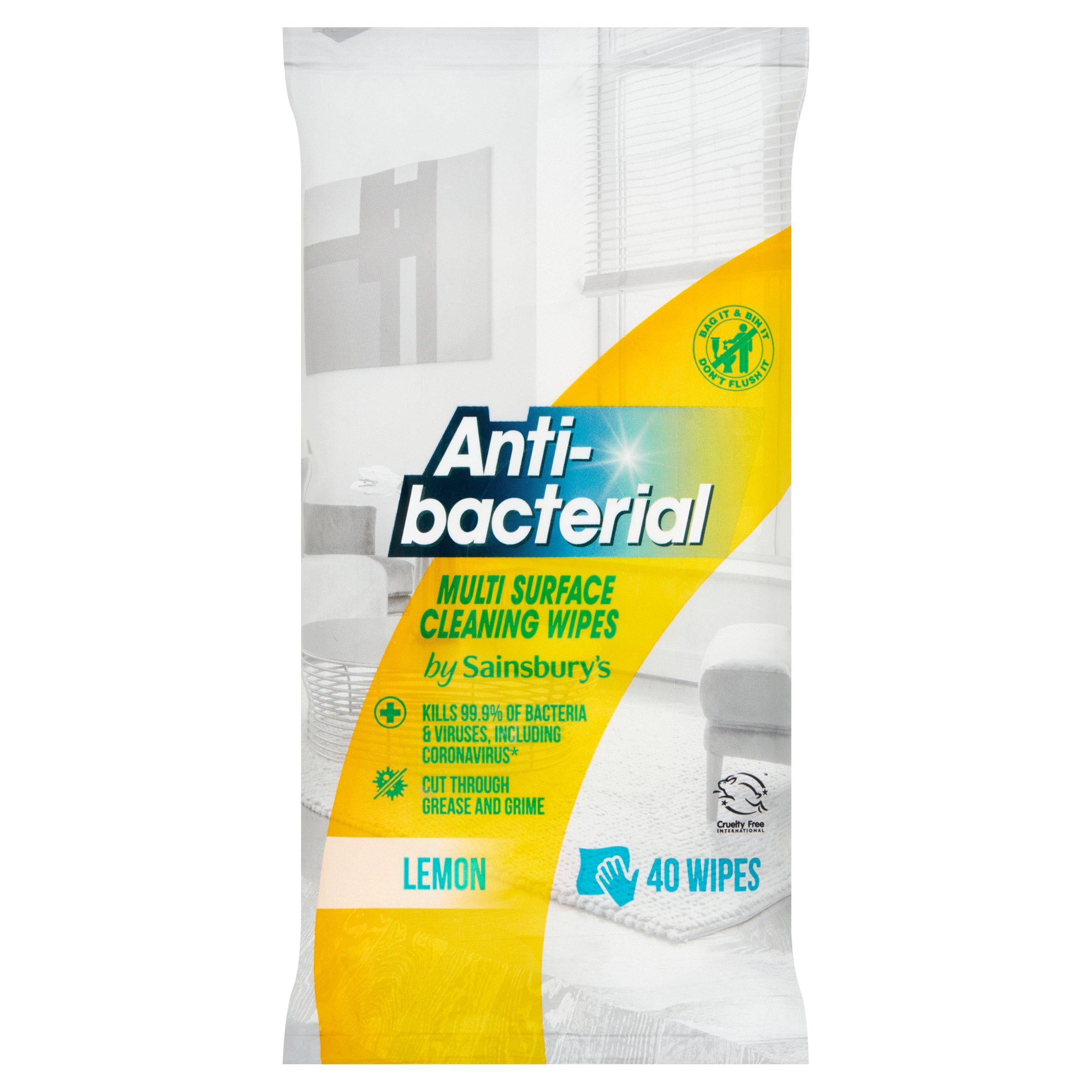 Sainsbury's antibacterial wipes lemon 40 pack, UK version