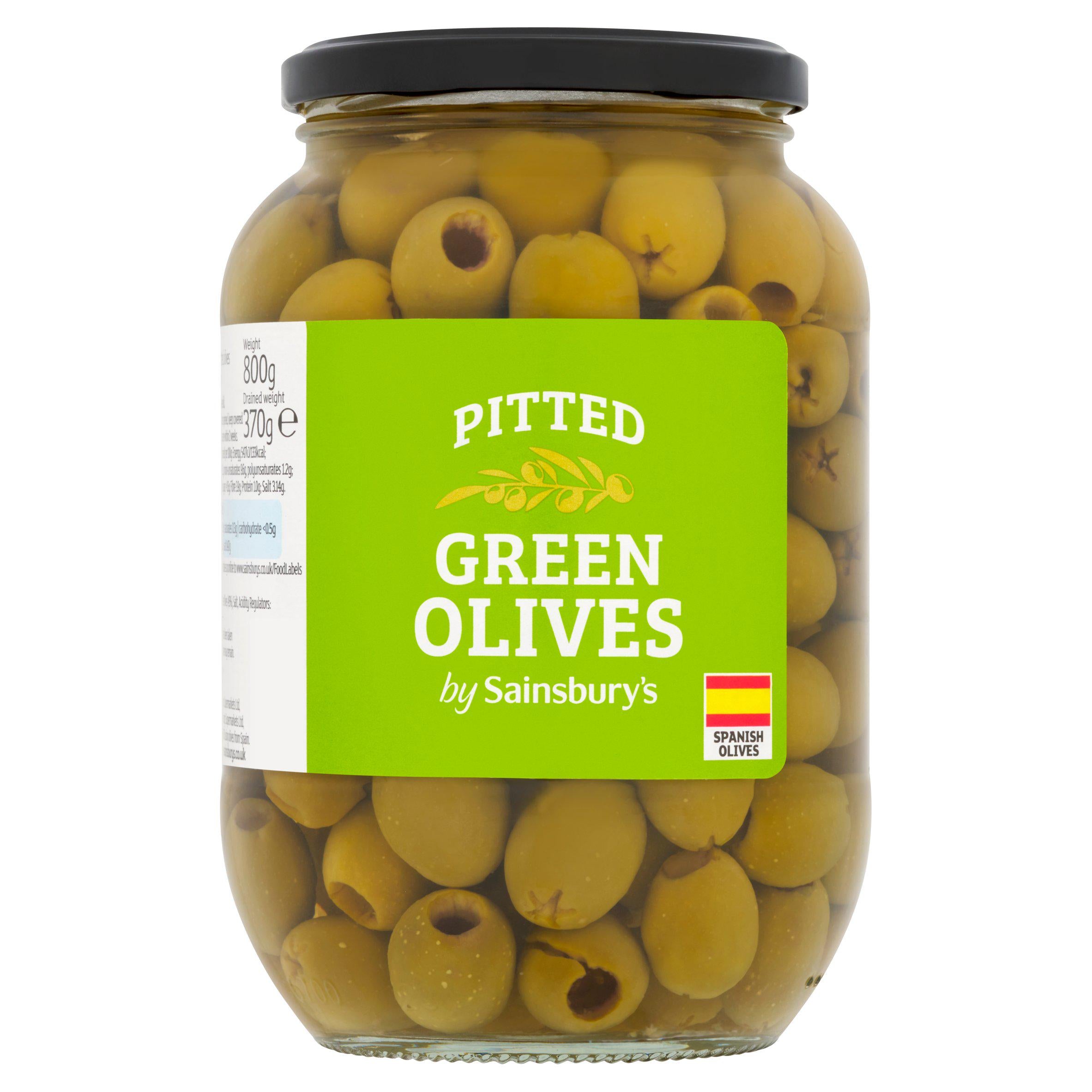 Sainsbury's pitted green olives 800g - British product