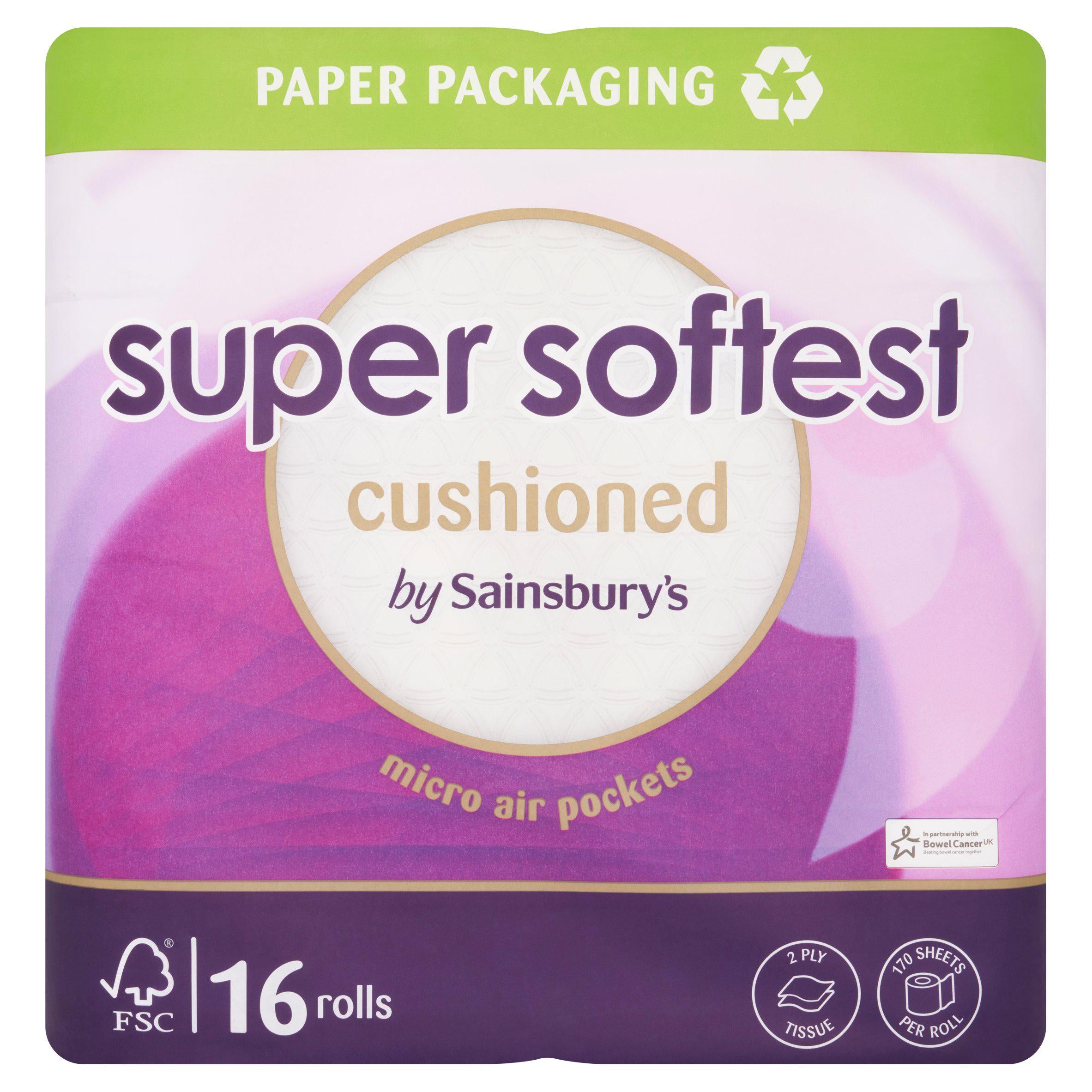 Sainsbury's Super Soft Cushioned Toilet Tissue 16 rolls, imported from the UK