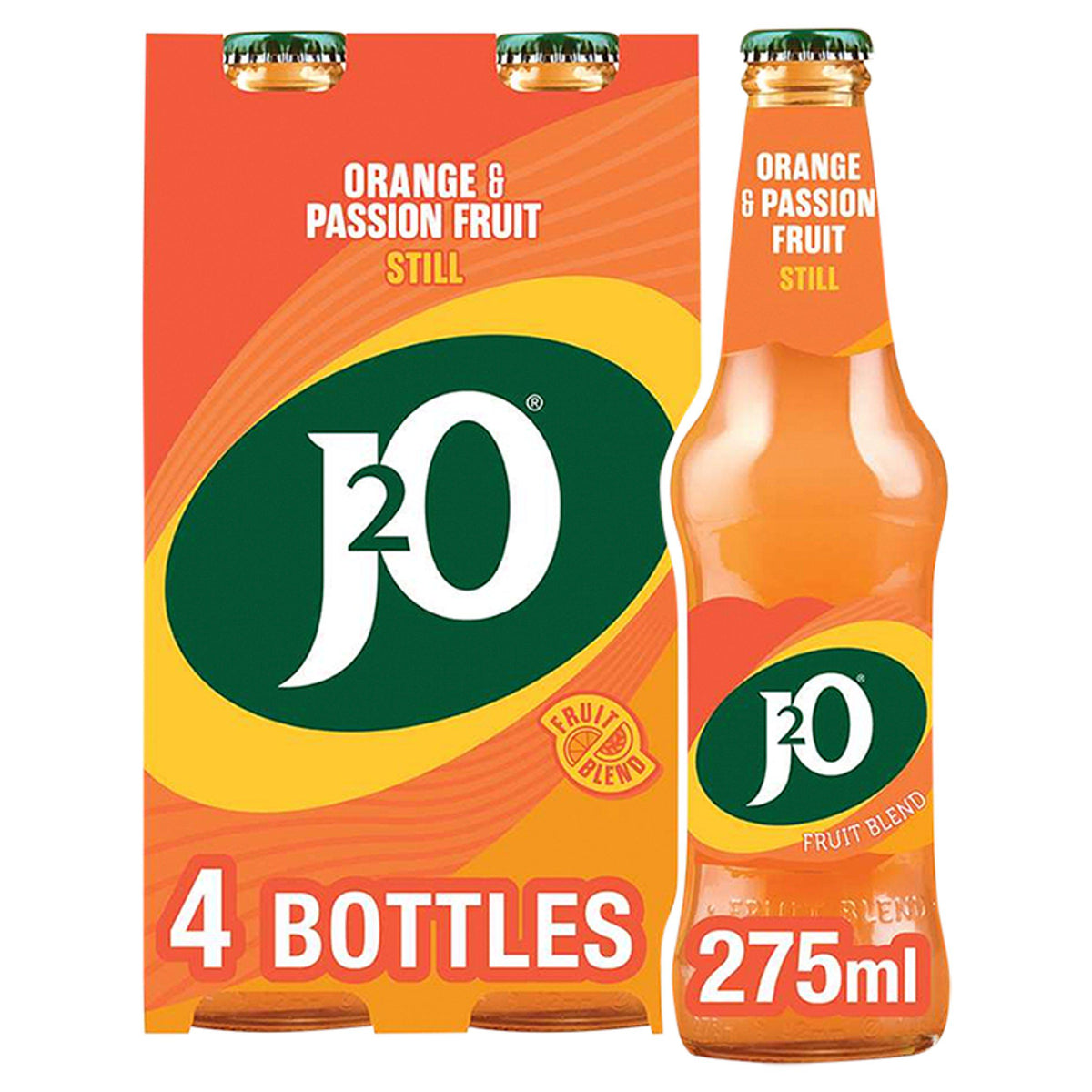J2O Orange & Passion Fruit soft drink 4x275ml (British brand)
