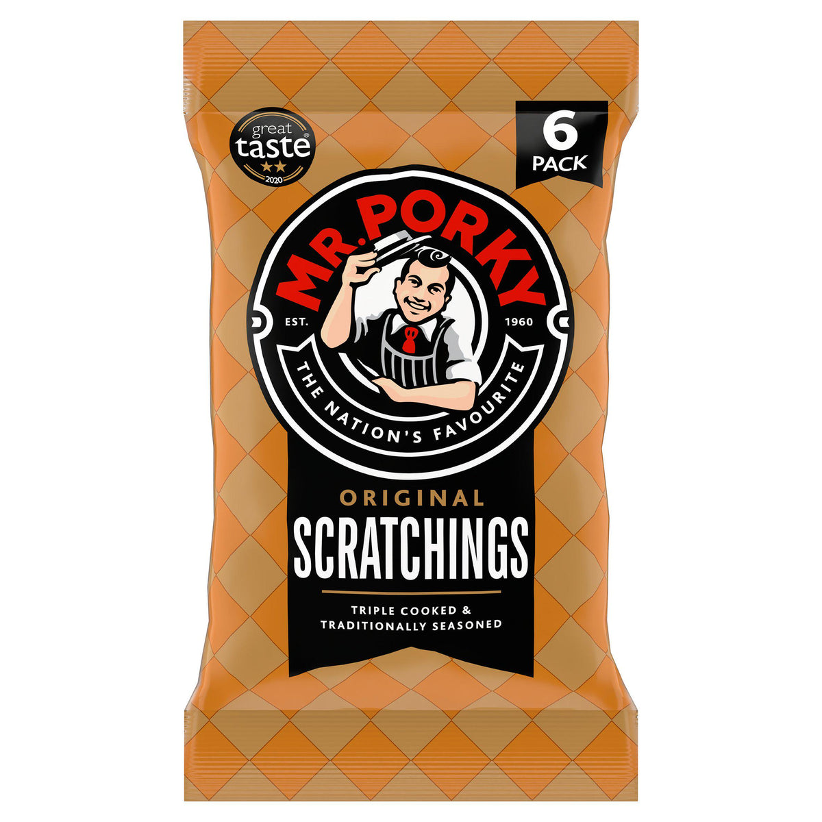 Mr Porky Original Pork Scratchings multipack 6x16.5g (British brand)