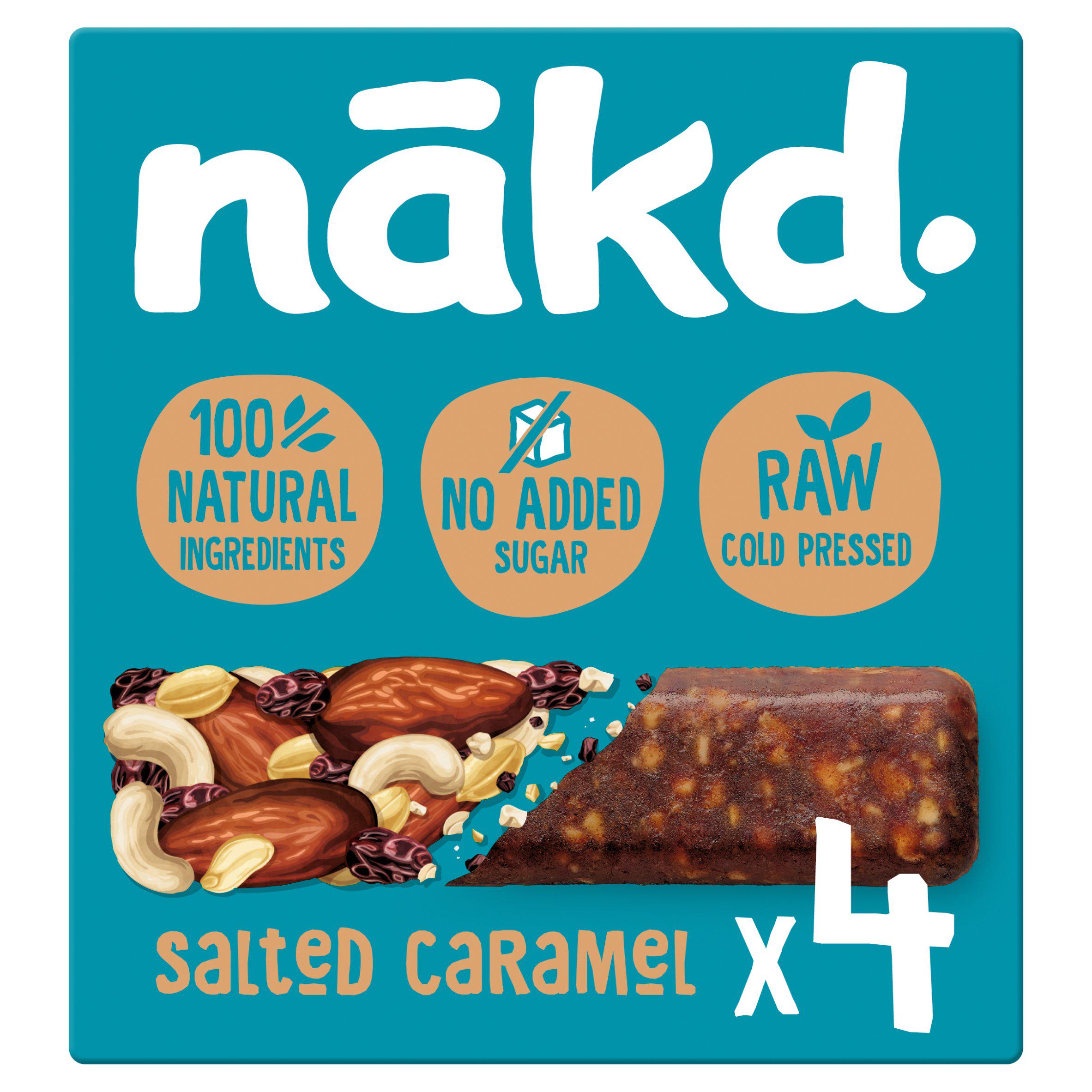 Nakd Salted Caramel Fruit and Nut Bars 4x35g (British brand)