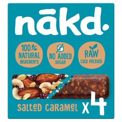 Sainsburys Nakd Salted Caramel Fruit and Nut Bars 4x35g- Buy online at McGrocer