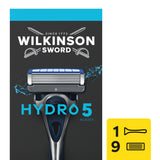 Men's Manual Razor with 5 Carbon Coated Blades and 9 Refills