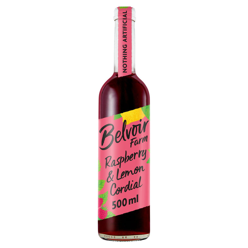 Belvoir Farm Raspberry & Lemon Cordial 500ml, imported from the UK