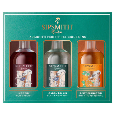 Sainsburys Sipsmith London Mini Trio of Gins Gift Set 3x5cl bottles- Buy online at McGrocer