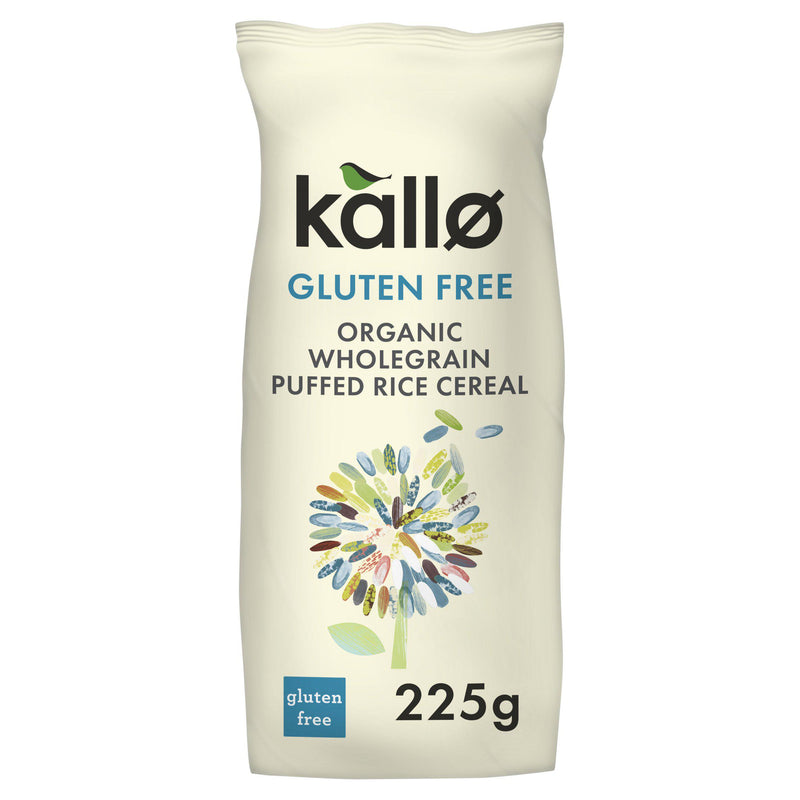 Kallo organic puffed rice cereal 225g, imported from the UK