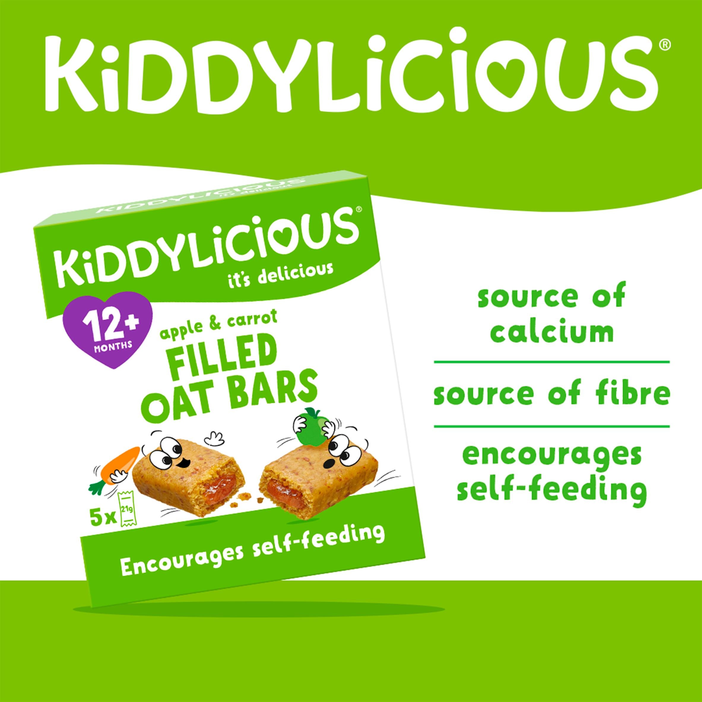 Kiddylicious apple carrot filled oat bars 5 x 21g, UK version