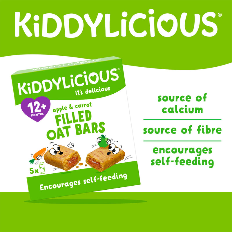 Kiddylicious apple carrot filled oat bars 5 x 21g, UK version