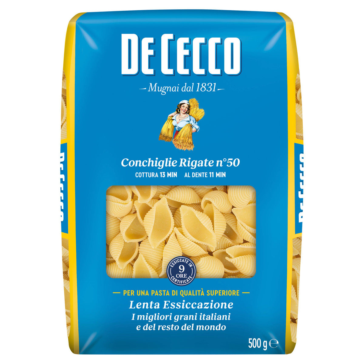 De Cecco conchiglie rigate pasta 500g - British product
