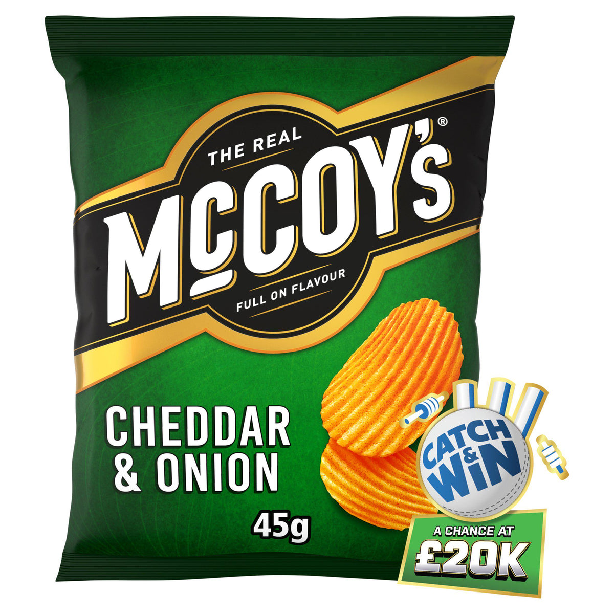 McCoy's ridge cut cheddar and onion crisps 45g, UK version