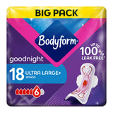 Bodyform Ultra Night sanitary towels with wings 18 count (British brand)