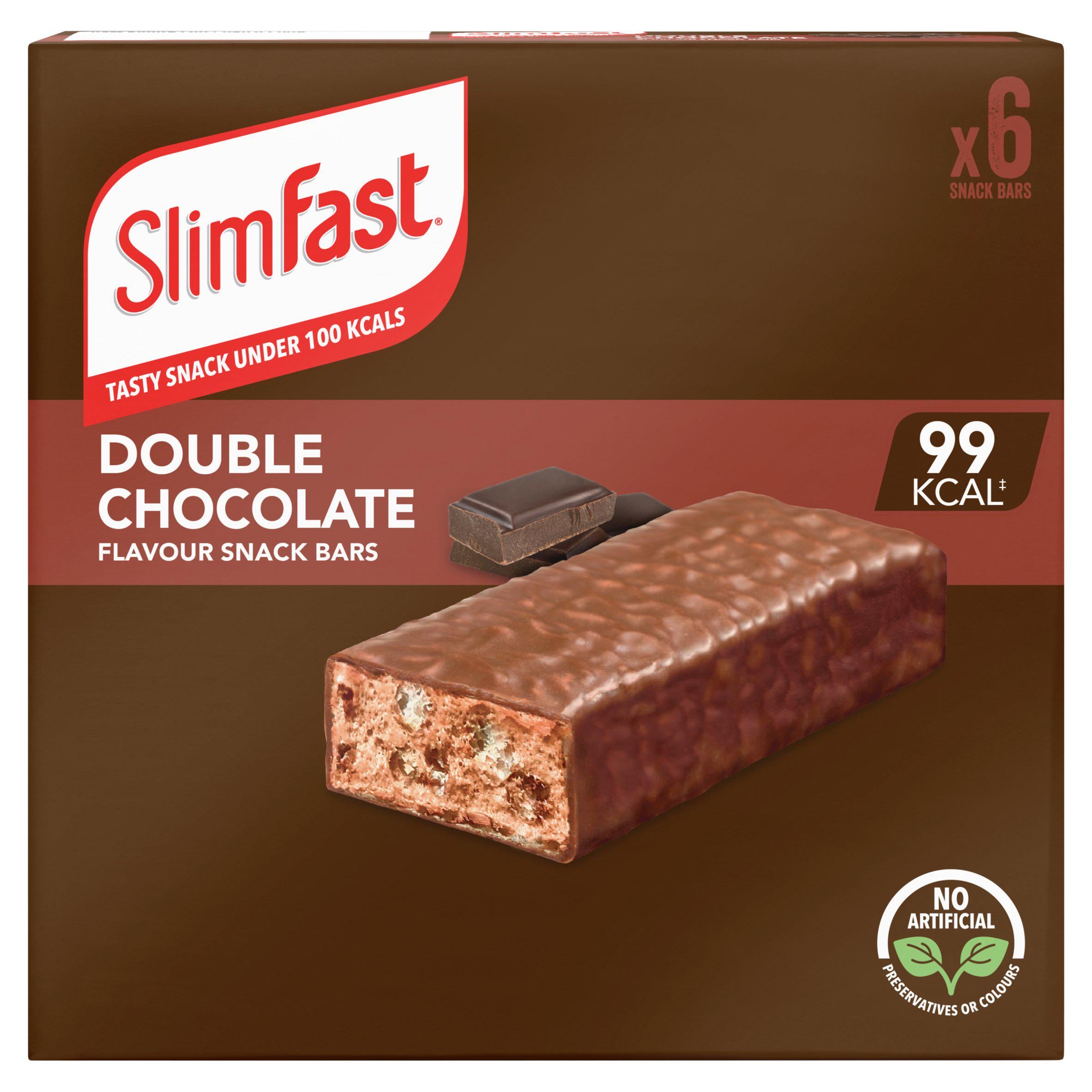 SlimFast snack bars double chocolate 6 x 25g, imported from the UK