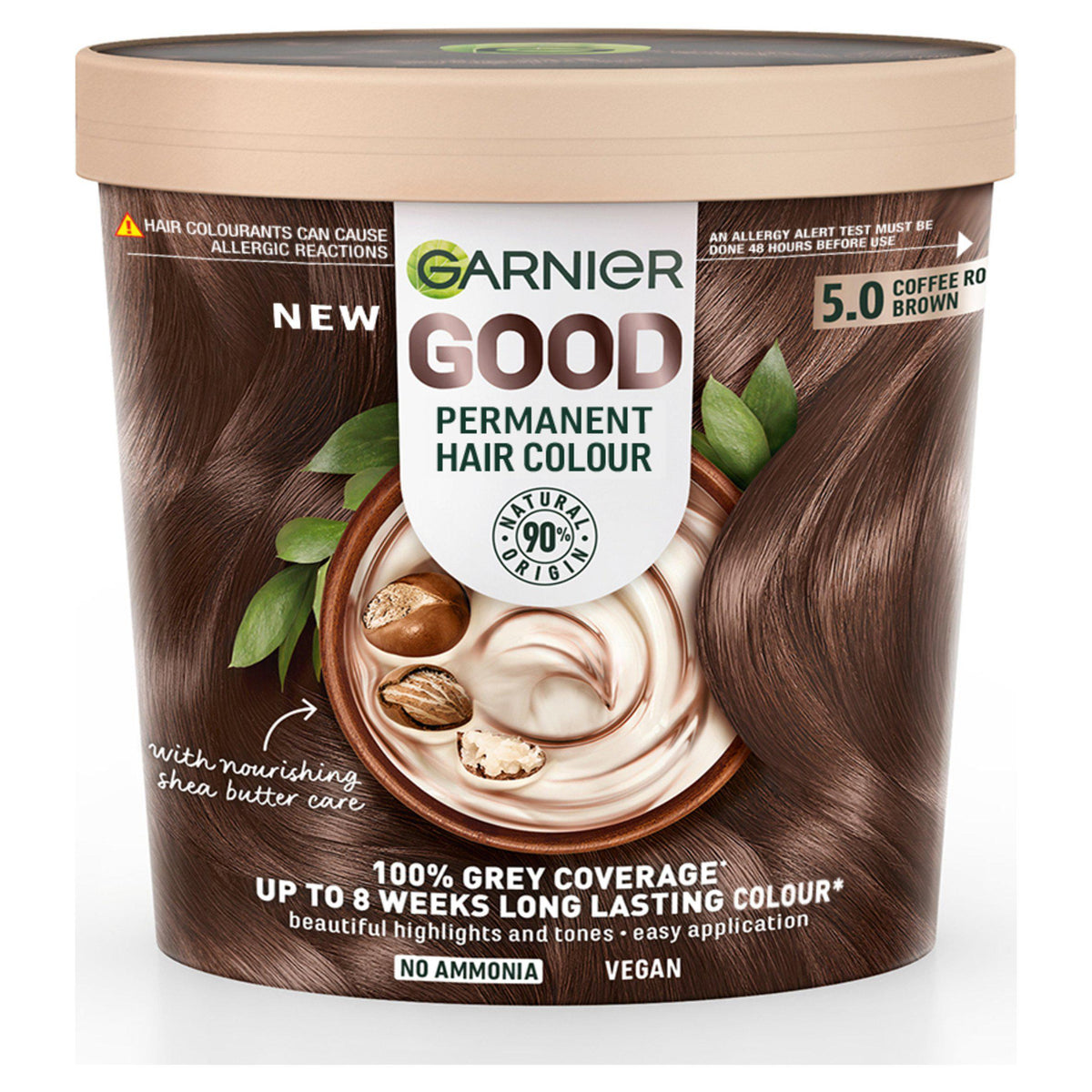 Garnier Good permanent hair dye 5.0 Coffee Roast Brown, imported from the UK