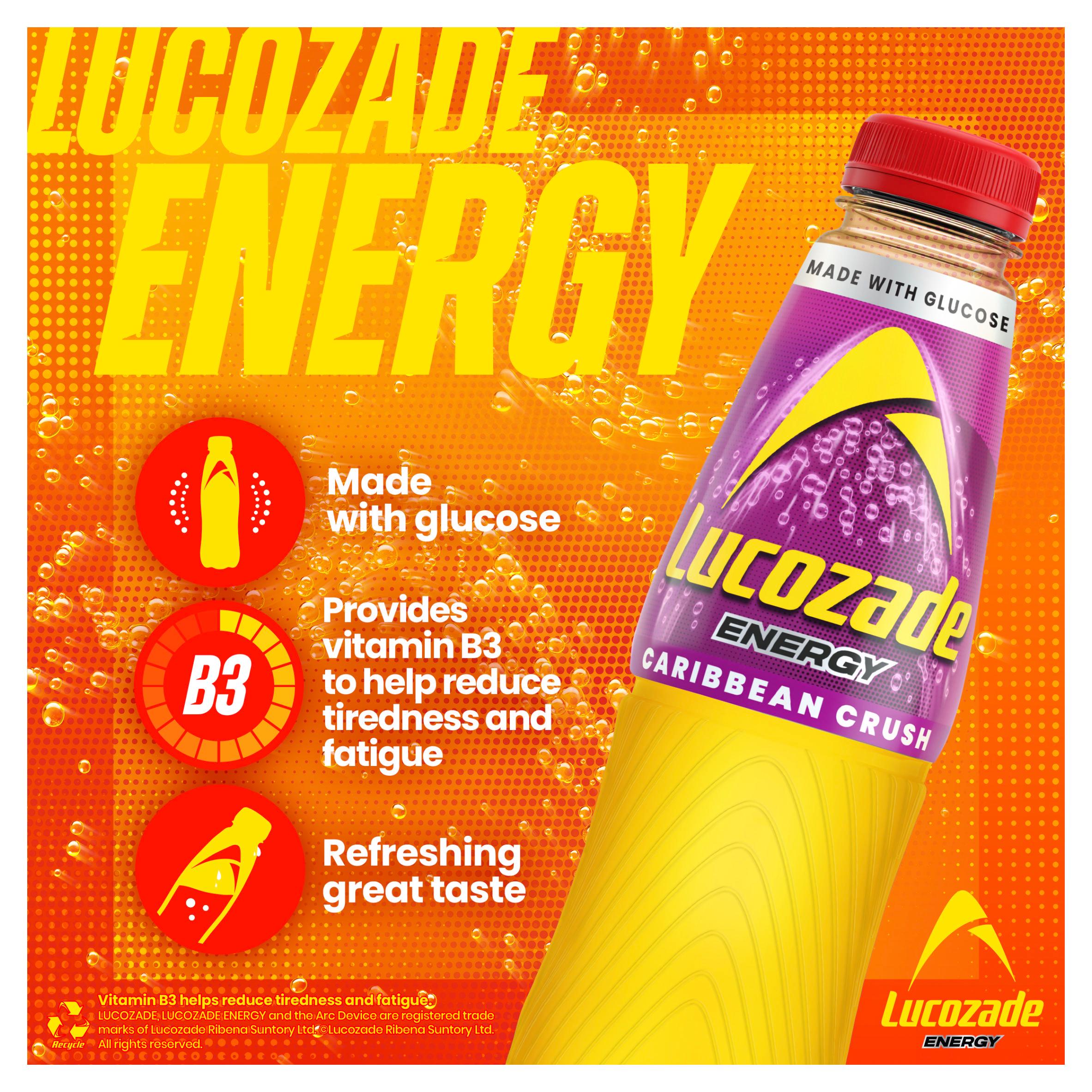 Lucozade Energy Drink Caribbean Crush 4x380ml, UK version