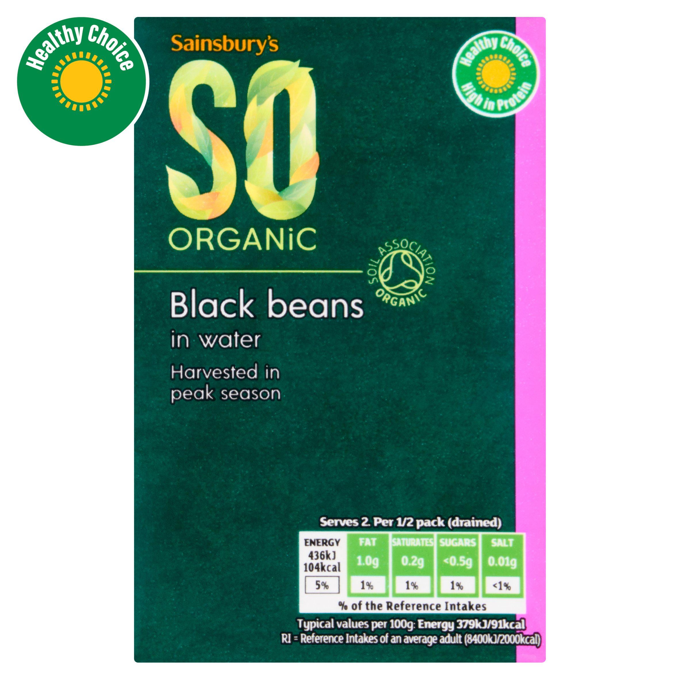 Sainsbury's organic black beans 380g (British brand)