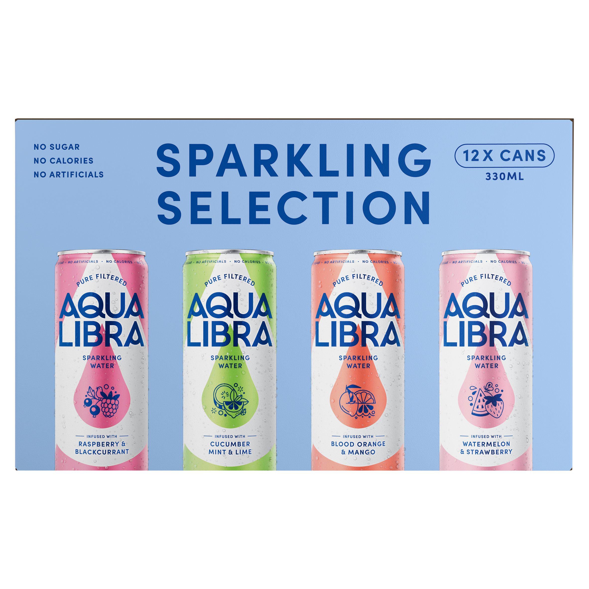 Aqua Libra flavoured sparkling water variety pack 12x30ml, UK version