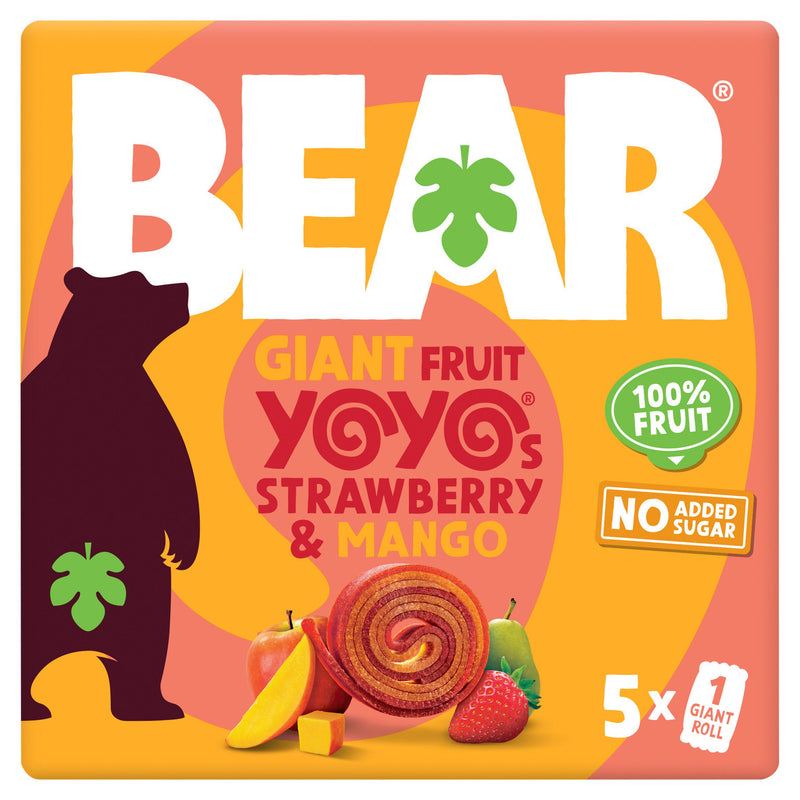 Bear Giant fruit yoyos Strawberry & Mango multipack, imported from the UK
